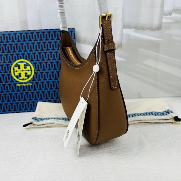 NWT Tory Burch Emerson Saffiano Leather Shoulder Bag in Moose 150258 main image 5